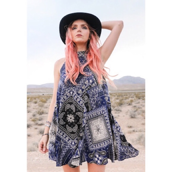 Free People Dresses & Skirts - SALE Free People Slip Dress Blue Bandana Size XS